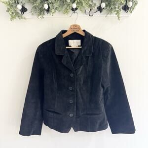 Margaret Godfrey Black Genuine Leather Button Down Jacket Size 12